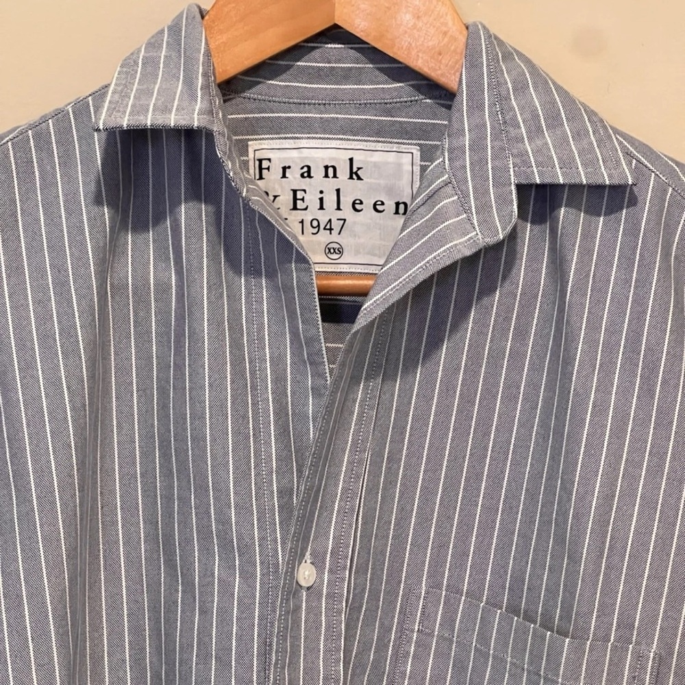 Frank and Eileen SHIRLEY Oversized Button-Up Striped Shirt Size XXS